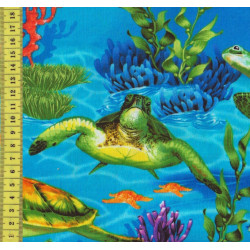 Turtles Schildkröten unter Wasser Meereslandschaft c9986 michael searle for timeless treasures patchworkstoff