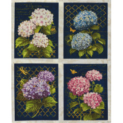 Hydrangea Dreams Hortensien von Michael Davis für Wilmington Prints Patchworkstoff Panel Blumen