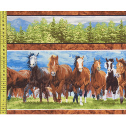 Wild at heart Pferdebordüre galoppierende Pferde Patchworkstoff michelle grant for wilmington prints