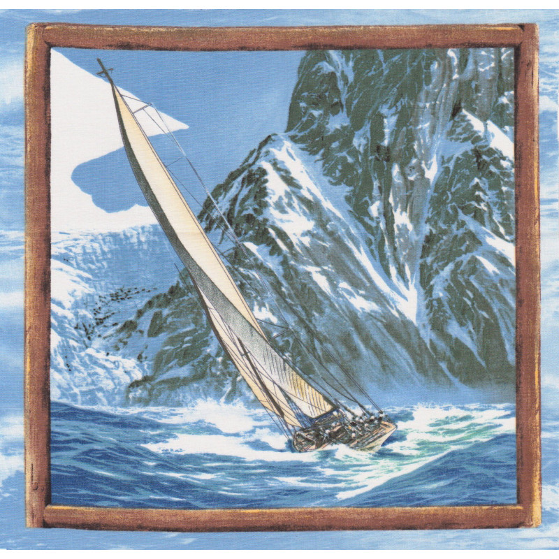 Wind and Waves Douglas Laird Wilmington Prints Segelschiff Panel PAtchworkstoff