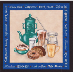 Kaffeepanel 4 - I love Coffee by rosiland solomon for elizabeth studios baluer Rand Patchworkstoff