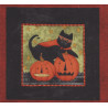 Halloween Kitty Boo Panel von Teresa Kogut Patchworkstoff Katze Kürbisse