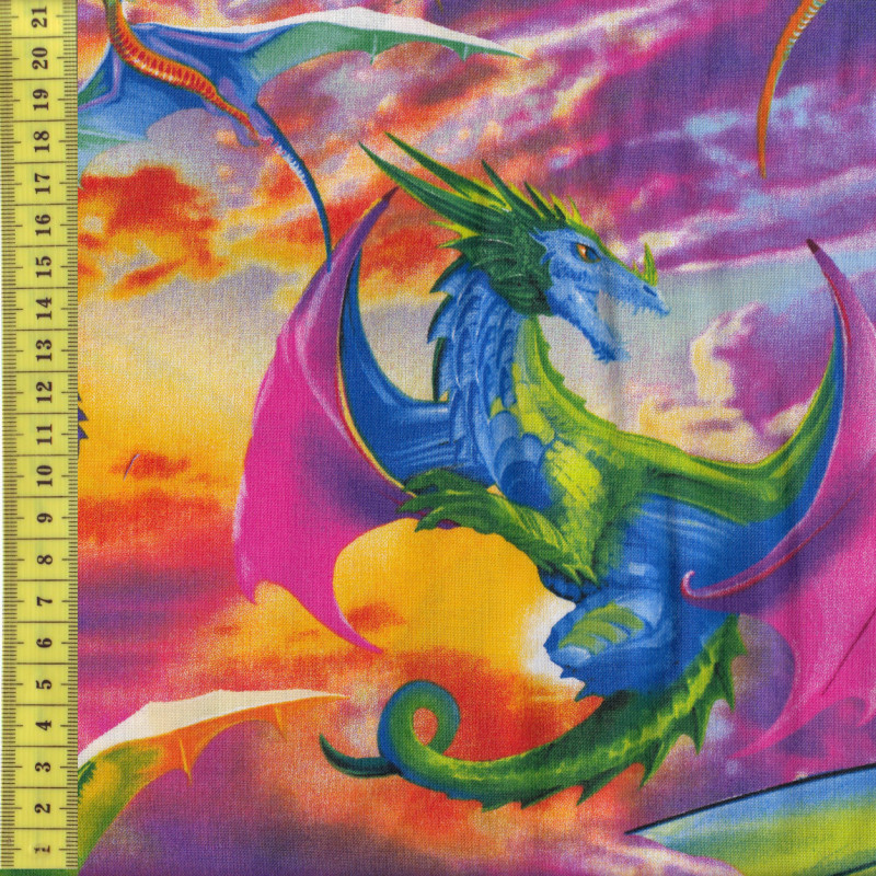 Timeless Treasures Michael Searle Dragons Drachen Patchworkstoff