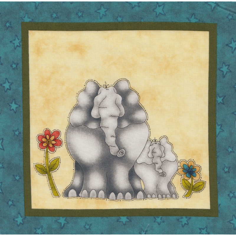 Baby & me Elephant mit Baby Panel Leanne Anderson für Henry Glass Patchworkstoff Kinder