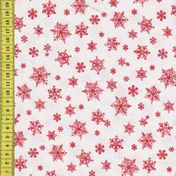 Holiday Elegance rote Eiskristalle auf weiß Weihnachten von laurie cook for quilting treasures weihnachten patchworkstoff