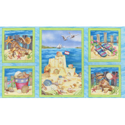 Seaside Rendezvous by jane maday for wilmington prints maritimes Panel Sandburgen Meer Strand Patchworkstoff Panel