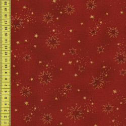 4590-404 Weihnachtsstoff Raphael Stof rote sterne mit gold auf rot Patchworkstoff